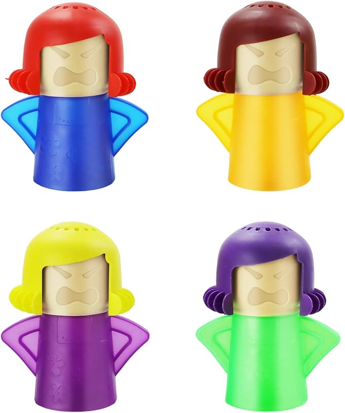 4 Pack Angry Mom Microwave Cleaner Microwave Oven Steam Cleaner Doll Use Water and Vinegar High Temperature Cleaning Kitchen Cleaning Tool for Home and Office