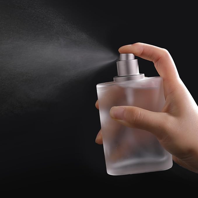 100ml/3.4 Oz Frosted Glass Spray Bottle Perfume Atomizer,Refillable Perfume Spray Bottle Perfume Bottles Empty with 3 Kinds of Perfume Dispenser (Frosted Glass 100ml)