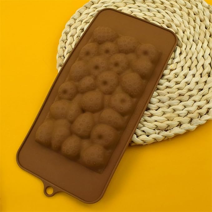 mostsom Chocolate Mold Silicone Strawberry Shape Mold for Stuffed Bar, Rectangle Pistachio Chocolate Bar Break Apart Candy Bar Molds (F_ 8.92x4.04x0.36 inch)