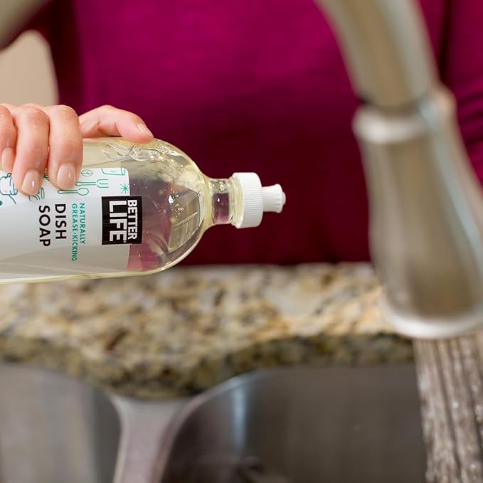Better Life Liquid Dishwashing Soap for Home & Kitchen Sink - No Gloves Required Kitchen Soap for Sensitive Skin, Unscented, 22 Fl Oz