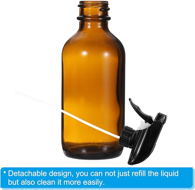 PATIKIL 8oz Brown Glass Spray Bottle, 2pcs Black Nozzle Leak Proof Empty Water Mist Stream Sprayer for Cleaning Solutions Plants Hair