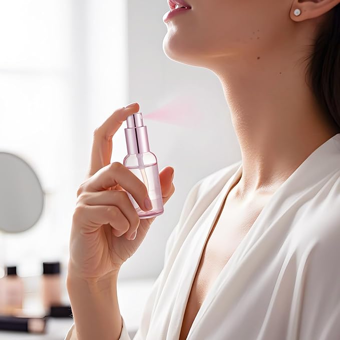 Tessco for you 20 Pcs 1 oz/30 ml Glass Spray Bottles Empty Perfume Atomizer Refillable Clear Decorative Empty Bottles with Fine Mist Sprayer Pump for Face Body Travel(Pink)