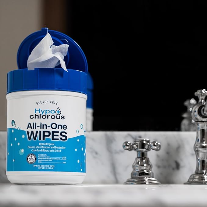 Hypochlorous Acid Wipes (2-Pack) – 200 Count Unscented, Non-Toxic Cleaner for Skin, Baby, Pet, Home & Gym – Bleach-Free