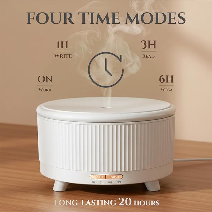 500ML Large Capacity Essential Oil Diffuser, Ultrasonic Aromatherapy Diffuser with 7 Color LED Lights with Remote Control, Cool Mist Humidifier, Timed Mist, Auto Shut-Off (Minimalist White)