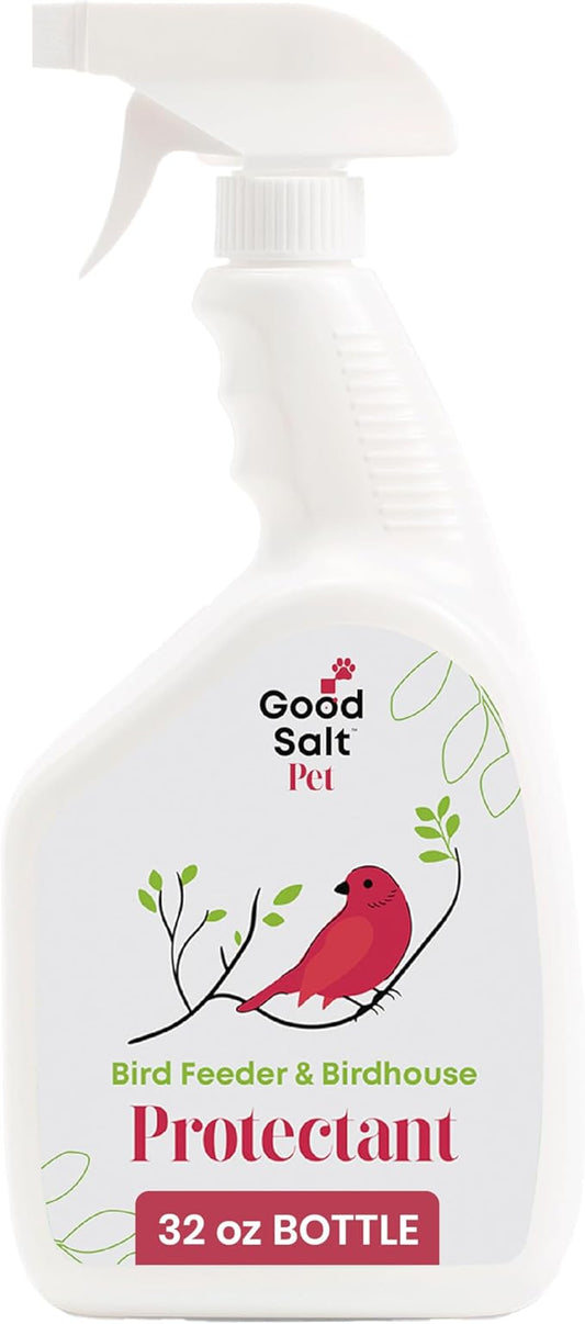 Clean Republic Good Salt Pet Bird Feeder & Bird House Protectant, Natural Bird-Friendly Spray Formula, Made in the USA, 32 Ounce Bottle