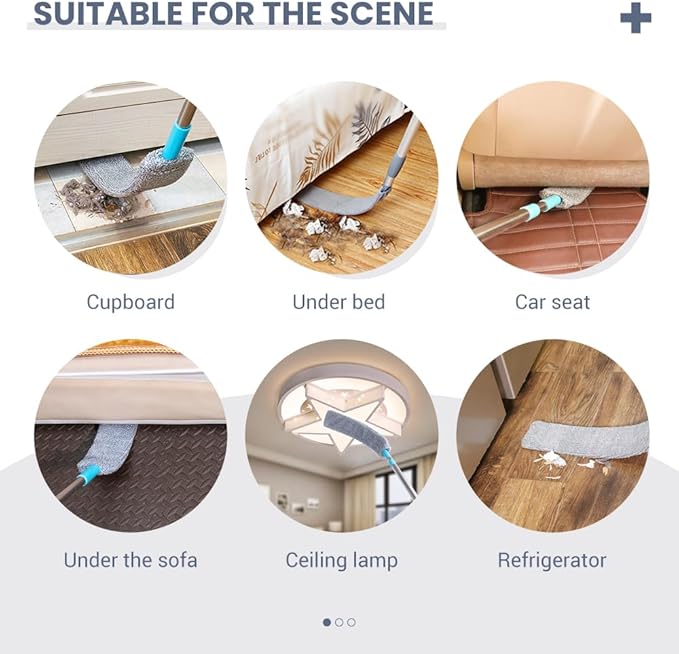 Retractable Gap Dust Cleaner, 2025 New Extendable Microfiber Duster with Bendable & Removable Head, Washable Dusting Brush for Home, Kitchen, Car & Hard-to-Reach Areas (2)