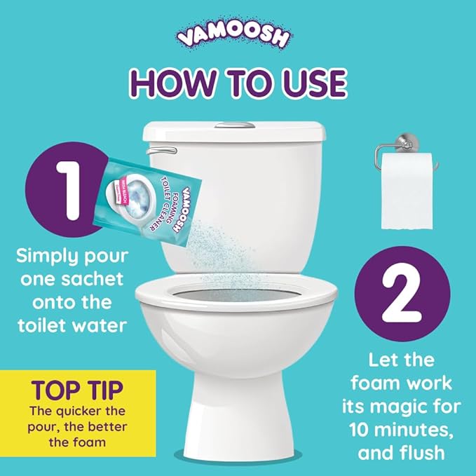 Vamoosh 6-in-1 Toilet Foaming Cleaner | Fast Foaming Action | Stays Active for 10 Minutes | Removes Stains | Eliminates Limescale & Removes Odor | Made in the UK | 100g (Pack of 6)