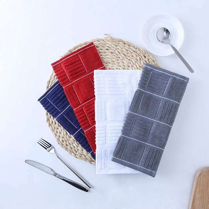 Glynniss Dish Cloths for Kitchen Washing Dishes, Super Absorbent Dish Rags, Cotton Terry Cleaning Cloths Pack of 8 (Geen, 12x12 inches)