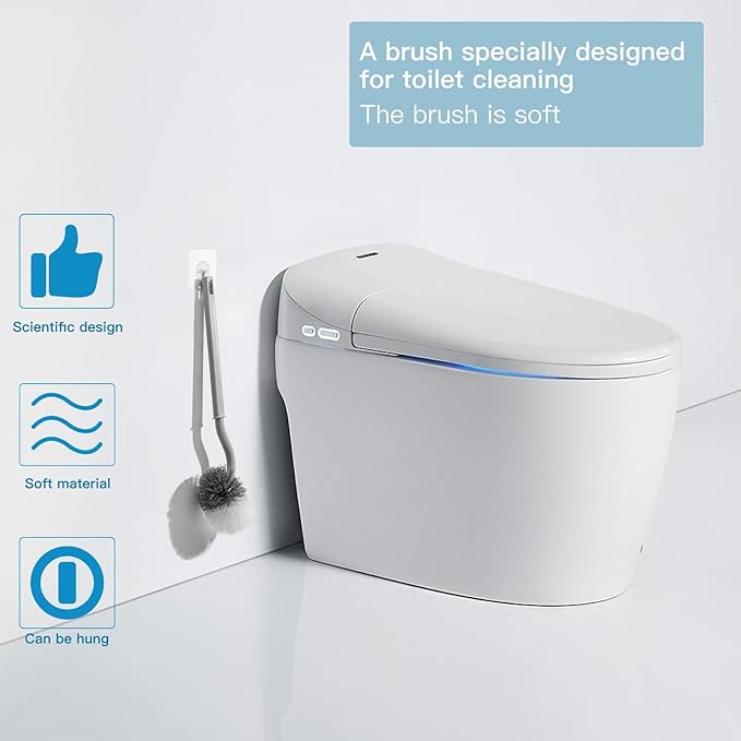 2Pcs Toilet Brush, Slim Compact Bathroom Toilet Scrubber No Dead Corners Silicone Toilet Brush, Curved Design Angled Toilet Cleaner Brush Scrubber for Deep Cleaning