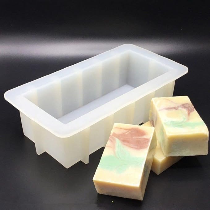 TUKE Large Soap Loaf Mold Silicone for Homemade Swirling Soap Making Supplies 1.2L Non-Stick Silicone Baking Mold