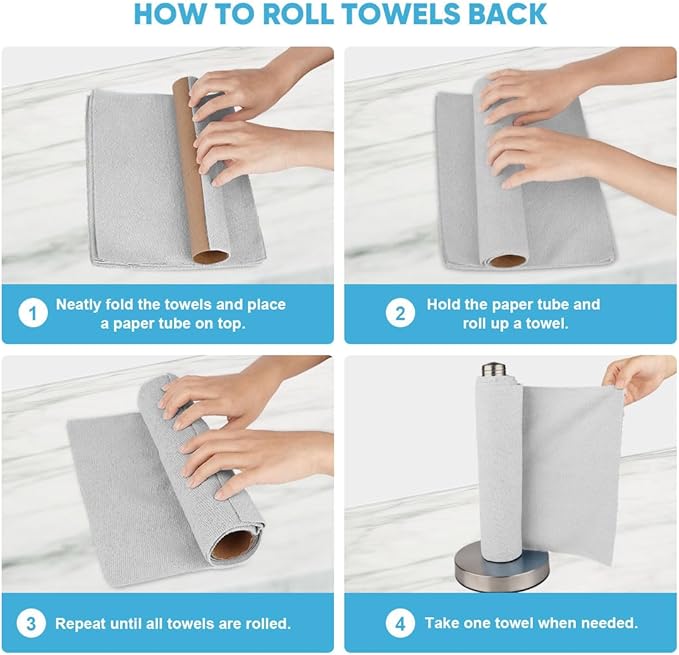 AIDEA Microfiber Cleaning Cloth 165 Sheets 3 Roll, Grey Microfiber Towels for Cars, Shop Towels, Shop Rags Washable, Cleaning Rags for Automotive, Mechanic, Workshops, House,11×9"