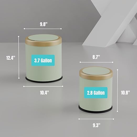 URALFA 3.7 Gallon Automatic Motion Sensor Bathroom Trash Can with Lid, 14 Liter Touchless Trash Bin, Smart Dog Proof Garbage Can, Small Waste Basket for Toilet, Office, Bedroom (Green)