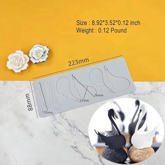 3D Hollow Leaf Fondant Lace Mold Multi Leaves Flower Candy Mold Chocolate Sugar Craft Cake Decoration Cupcake Top (K Swan_8.92 * 3.52 * 0.12inch)
