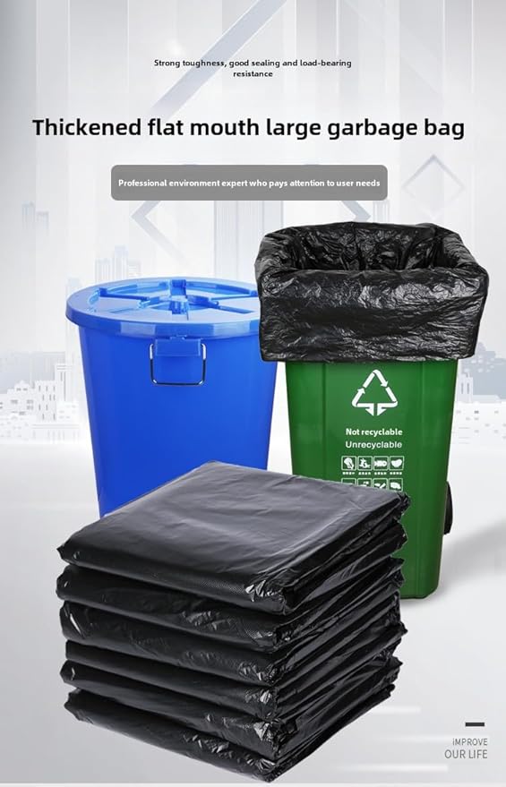 DJDBaihuo 70-gallon trash bags, 47.24" x 55.12", 60-pack, leak-proof & tear-resistant for large waste disposal in parties, schools, offices, hospitals & public areas.