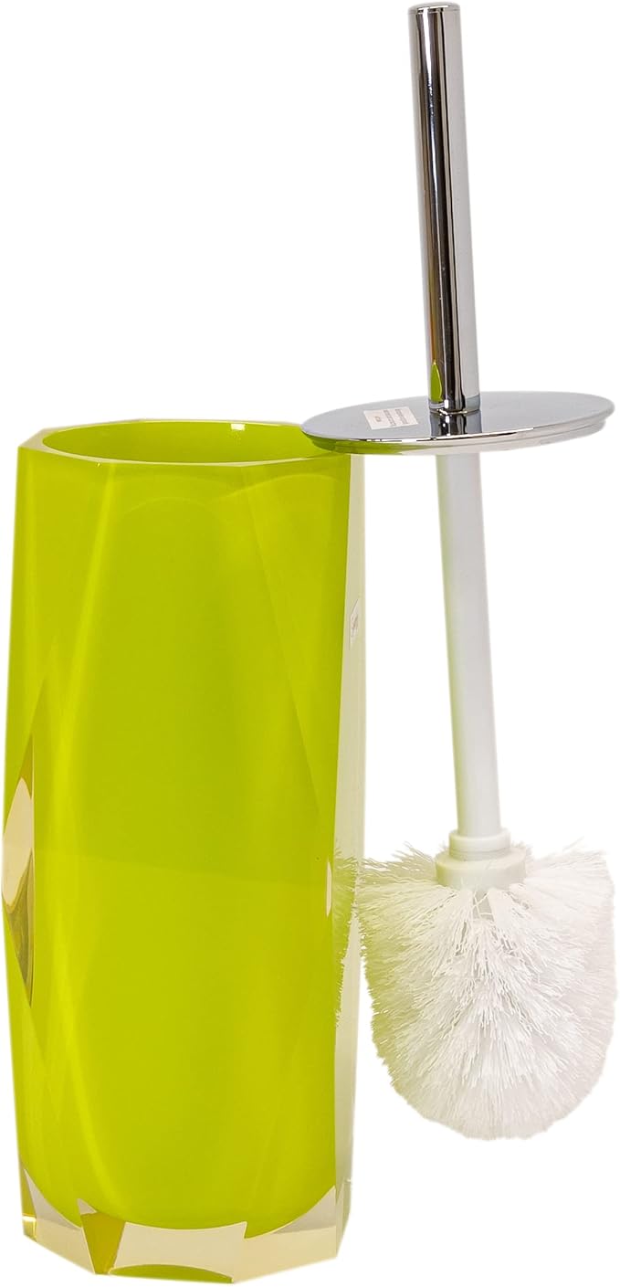 Faceted Toilet Brush, Durable Resin, Discreet Design, Stainless Steel Handle, for Stylish Bathroom Decor, Yellow, 4x16, Sold Individually