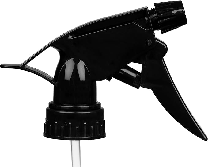 Generic All Purpose T-8 Black Trigger Sprayer with 9-1/4"" Dip Tube and 28mm 28-400 Nozzle, 6 Pack, Industrial Grade, Heavy Duty, Chemical Resistant, Adjustable Stream Mist, for Spray Bottles