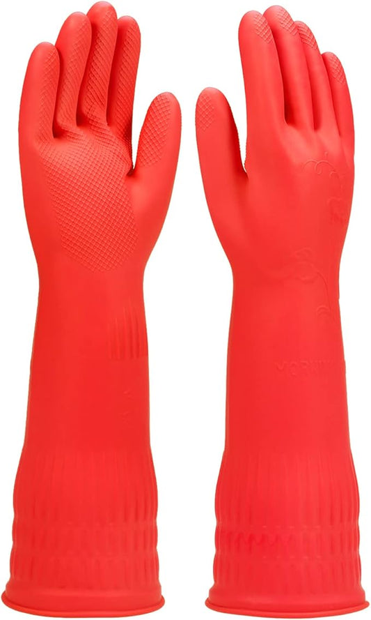 Rubber cleaning gloves 1 or 3 Pairs for kitchen,Cotton Lining,Dishwashing gloves long with lined,Reuseable.