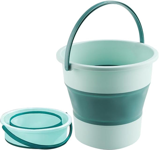 Collapsible Bucket 1.3 Gallon/5L Small Plastic Household Cleaning Mop Buckets Foldable Water Bucket for Car Wash Fishing Camping Beach (Green)