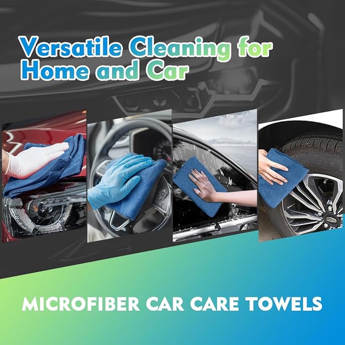 HOMEXCEL Microfiber Cleaning Cloth 12 Pack 12.5 x 12.5 inch Microfiber Towels for Cars Ultra Absorbent Car Washing Cloth Lint Free Streak Free Cleaning Rags for Car, Kitchen Window Lake Green