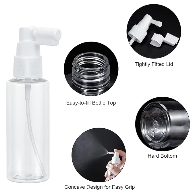 Yebeauty 2oz/60ml Portable Spray Bottles Small Plastic Empty Fine Mist with Tight Cap and Long Mouth Clear TSA Approved Travel Size Spray Atomizer for Plants Perfumes Cleaning Mouthwash, 4 Pack