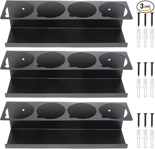 RealPlus Aerosol Spray Can Holder Rack Organizer, 4 Can Spray Bottle Holder Heavy-Duty Steel Wall Mounted for Garage and Workspace, Pack of 3