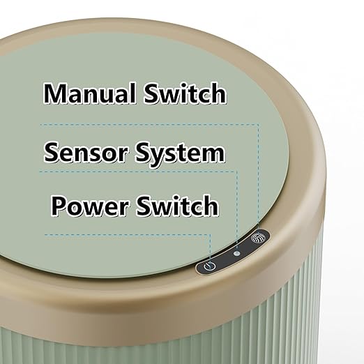 URALFA 3.7 Gallon Automatic Motion Sensor Bathroom Trash Can with Lid, 14 Liter Touchless Trash Bin, Smart Dog Proof Garbage Can, Small Waste Basket for Toilet, Office, Bedroom (Green)