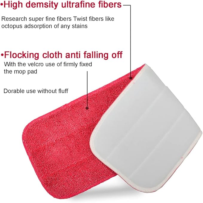 Microfiber Replacement Mop Pad, 18 x 6 Wet & Dry Home & Commercial Cleaning Refills, Reusable Floor Mop Pads, 6 Pack (Red)…