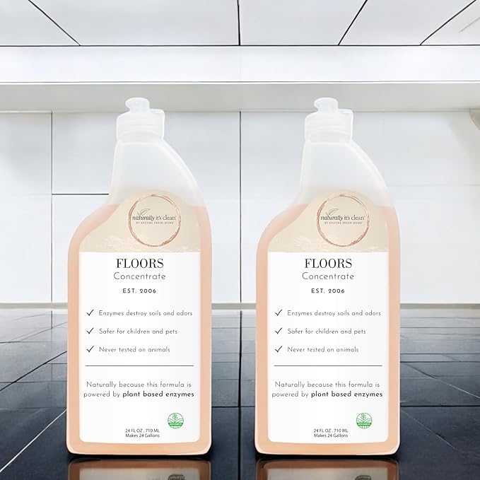 naturally it's clean Floor Enzyme Floor Cleaner | 24 Gallon Rinse Free Concentrate | 2 Pack