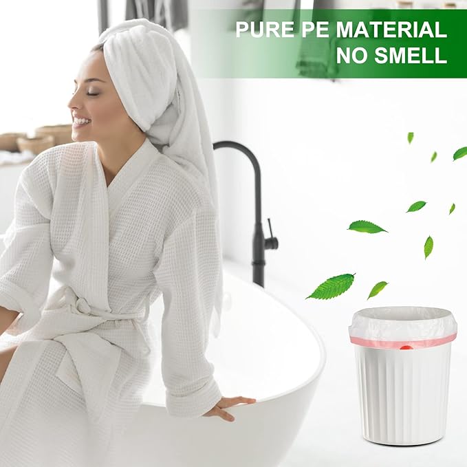 Drawstring Small Trash Bags, Magesh 4 Gallon Drawstring Extra Thick Garbage Bags Unscented, Quick Cinch for Bathroom Kitchen Office Small Can, 44 Count, White