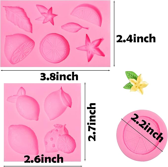 Lemon Fondant Silicone Molds, Lemon Piece Leaf Fruit Chocolate Molds for Cake Decoration Cupcake Topper Candy Sugar Craft Gum Paste Baking Dessert Clay Resin