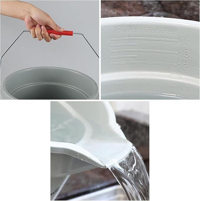 6 Packs Commercial Pail Bucket, Heavy-Duty 14-Quart Cleaning Spout Bucket with Handle, Grey