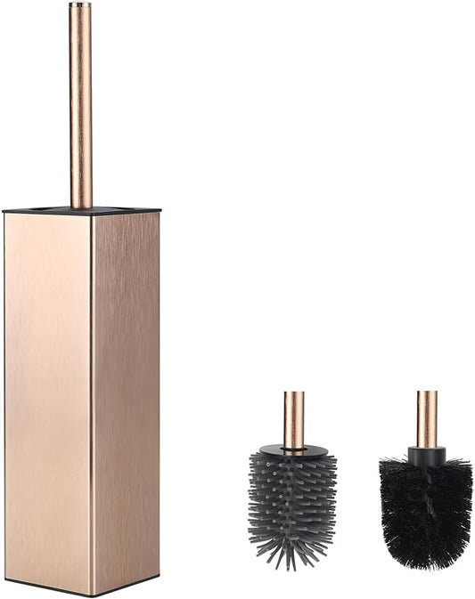 BVL Toilet Brush and Holder Set Rose Gold Freestanding for Bathroom