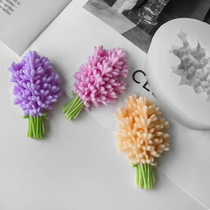 3D Flower Bouquet Candle Soap Silicone Molds Fondant Chocolate Candy Cake Decorating Mould Resin Clay Baking Pastry Tools (Lavender)