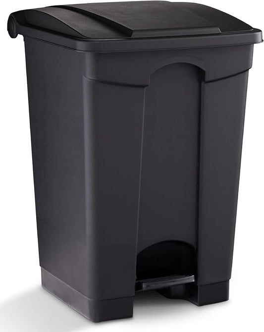 Safco Plastic Step-On Trash Can for Hands-Free Disposal, Great for Home and Commercial Use, 12 Gallon, Black (9925BL)