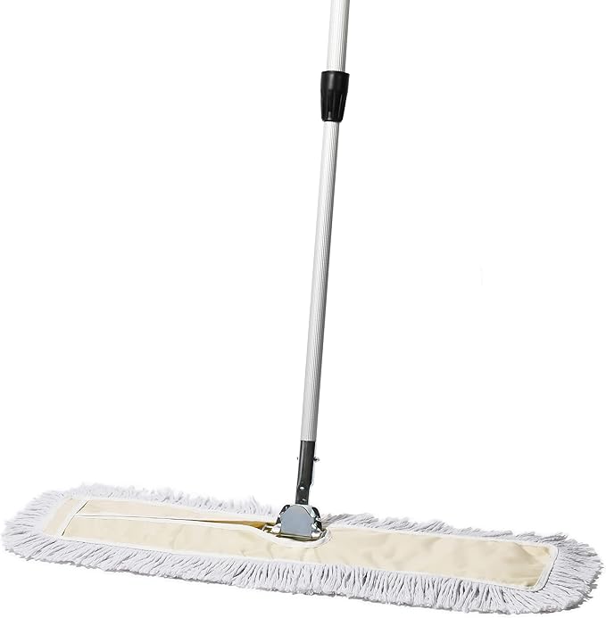 Commercial Dust Mop – 30 Inch Floor Sweeper for Hardwood, Reusable Cotton Mop Head, Extendable Handle, Dry Mop for Floor Cleaning & Janitorial Supplies