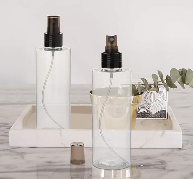 Yebeauty Empty Spray Bottles for Essential Oils, 8oz Refillable Clear Plastic Misting Spray Bottles Atomizer Fine Mister Spray Bottle for Beauty Products, Cleaning, Pack of 2