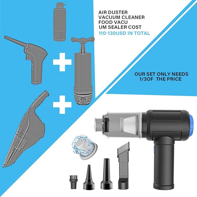 Air Duster - Computer Vacuum Cleaner - for Keyboard Cleaning - Cordless Canned Air - 110000RPM Powerful PC Cleaner(VC08)