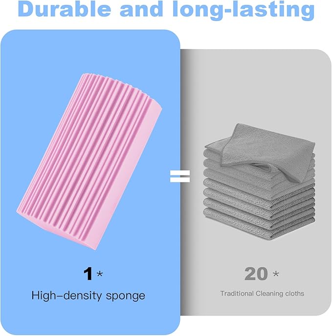 4 Pack Damp Clean Duster Sponge, Magic Sponge Eraser for Household Cleaning, Reusable Dusters Cleaning Supplies for Housekeeping, Dish, Blinds, Glass, Baseboards,Window Track Grooves and Faucets