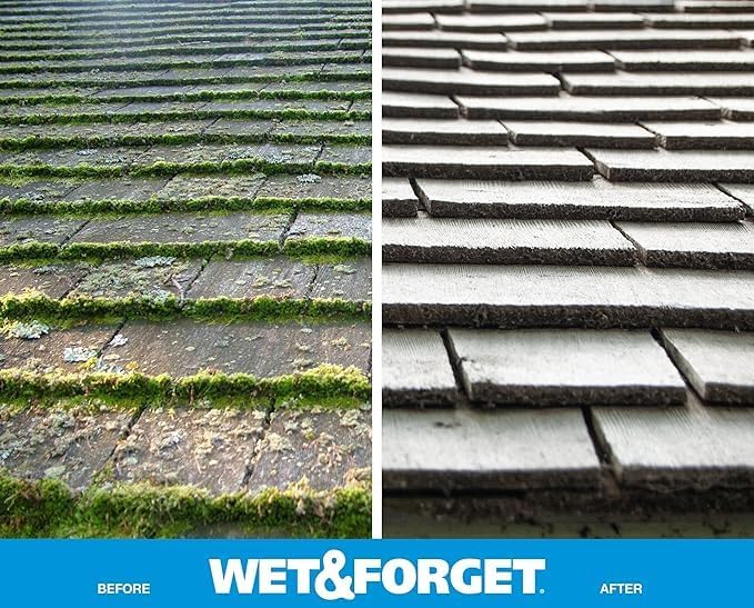 Wet & Forget Outdoor Stain Remover Multi-Surface Cleaner, Xtreme Reach Hose End with New & Improved Nozzle, 48 Fluid Ounces, 1 Pack + Refill