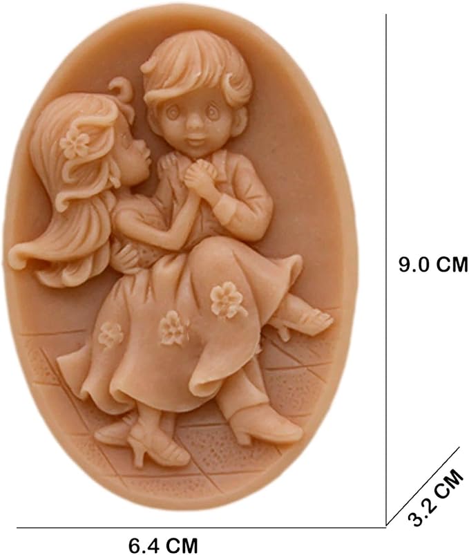 Soap Mold Silicone Soap Molds for Soap Making Craft DIY Handmade Chocolate Candy Cake Mold Oval Lover Dancing Wedding (12357)