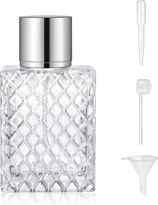 Vintage Glass Spray Bottle - 50ml/1.7 Oz Refillable Perfume Atomizer with 3 Dispenser Types