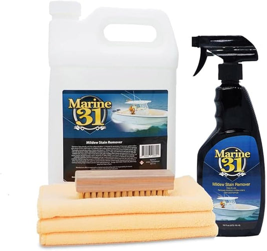 Marine 31 Mildew Stain Remover & Cleaner | Effective for Boats, Homes, Patios, Bathrooms & Showers | Removes Mold & Mildew Stains | Combo Pack | M31-370-RFK-1 | 20oz & Gallon