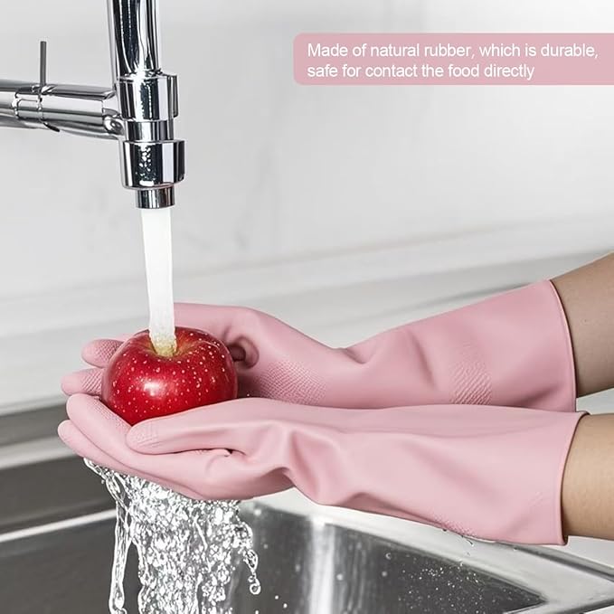 4 Pairs Rubber Cleaning Gloves, Dishwashing Kitchen Gloves for Washing Dishes Non-Slip Grip Design for Cleaning