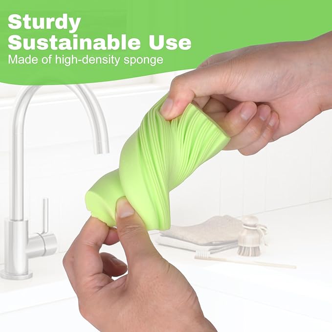 4pcs Damp Dusting Sponge Green, Household Clean Sponges Duster for Cleaning Baseboards Blinds, Vents, Window Trunk, Scrub Magic Sponge Eraser Reusable Wet Sponges Cleaning Supplies Tool