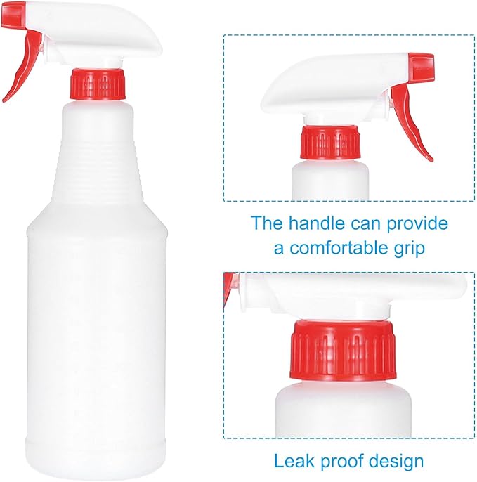 PATIKIL 750ml/24oz Plastic Spray Bottles, 2pcs Adjustable Nozzle Refillable Leak Proof Empty Water Mist Stream Sprayer for Cleaning Solutions Plants Hair, Red