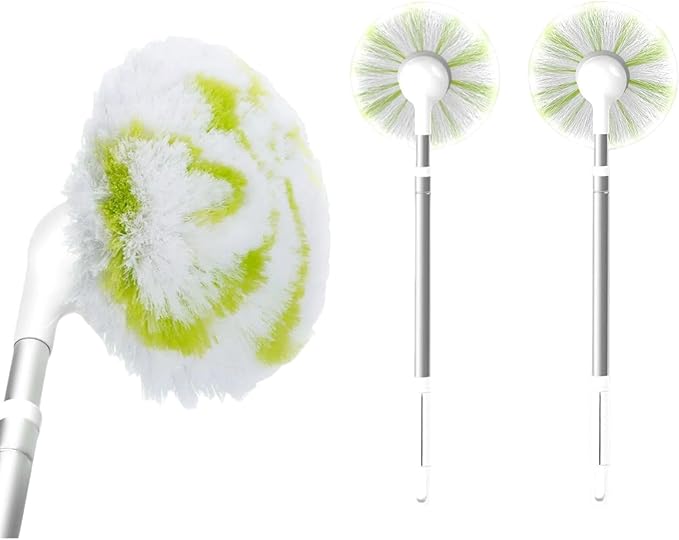 Tub Tile Scrubber Brush with 28" Extendable Pole, 2 Pcs Non-Scratch Soft Tub Brush Mop, Bathroom Brush with Long Handle for Bathtub Shower Sink Basin Tile Wall