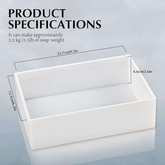 Nicole Rectangle Silicone Soap Mold Silicone Liner for 9 Bar Mold with Wood Box and Wooden Cover