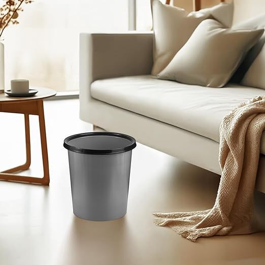 Plastic Small Trash Can Wastebasket - Garbage Can Basket for Bathrooms - Laundry Room, Kitchens, Offices, Kids Rooms, Dorms - Grey