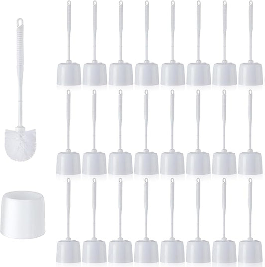 Roshtia 24 Sets Toilet Brush and Holder Set for Bathroom Toilet Bowl Brush Scrubber with Caddy for Deep Cleaning, 14.57 Height (White)