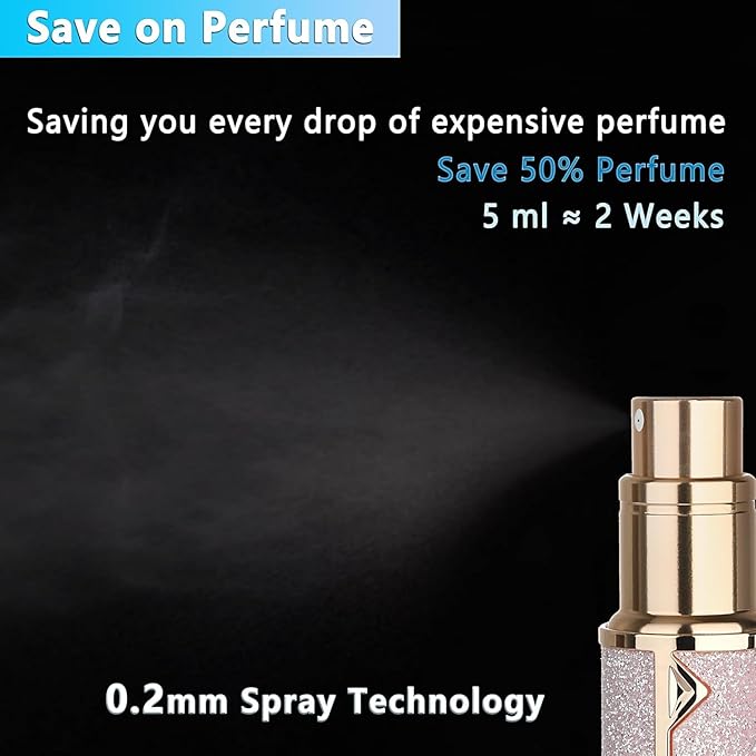 Travel Perfume Bottle Refillable,Perfume Travel Refillable Mini Spray Bottles Leather Cologne Dispenser, Portable Empty Spray Bottle Cologne Dispense Filling Atomizer 5ml (Golden)